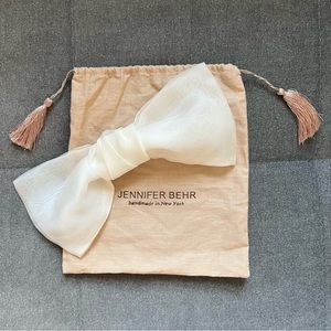 Jennifer Behr Silk Organza Bow Barrette in Cream